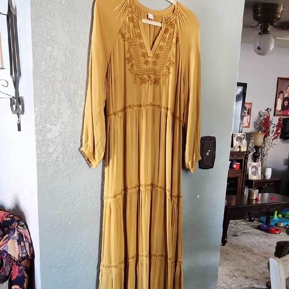 Old Navy Mustard Long Sleeve Dress